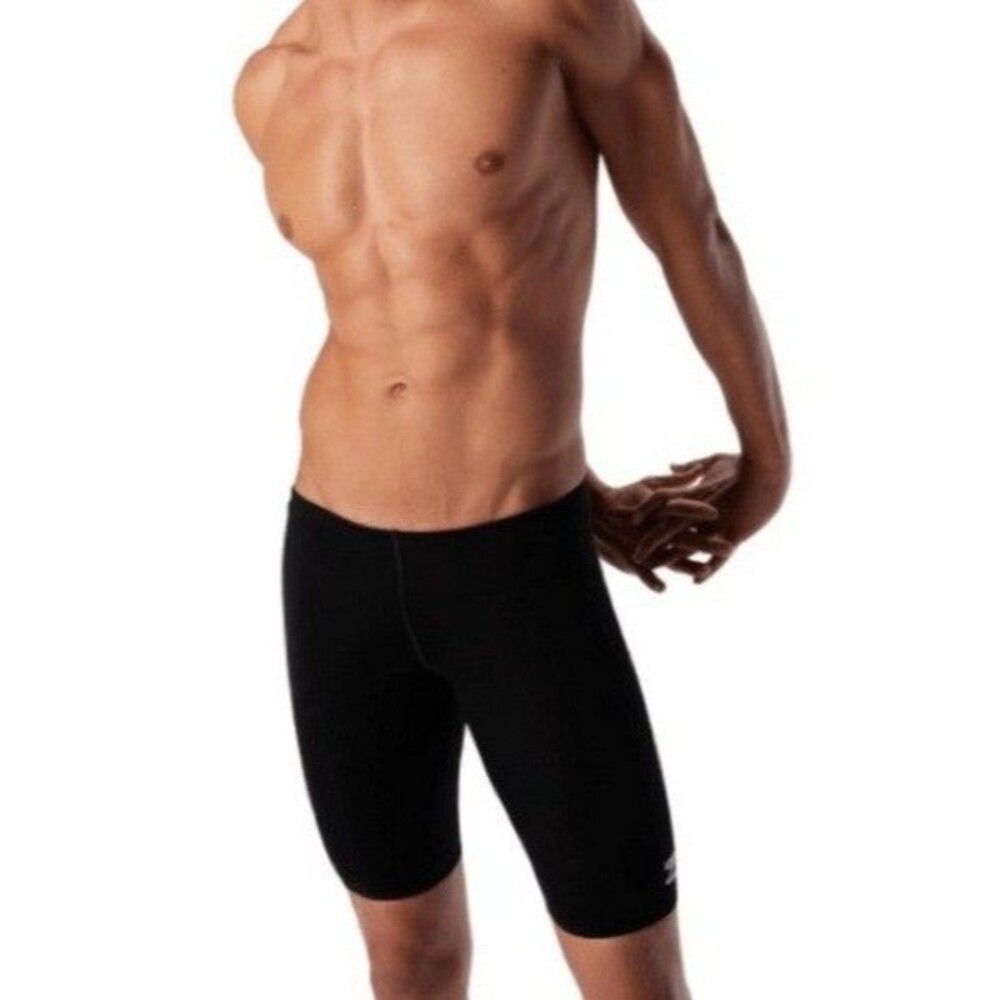 NWT Speedo Men's Solid Endurance Jammer Swimsuit Black 38